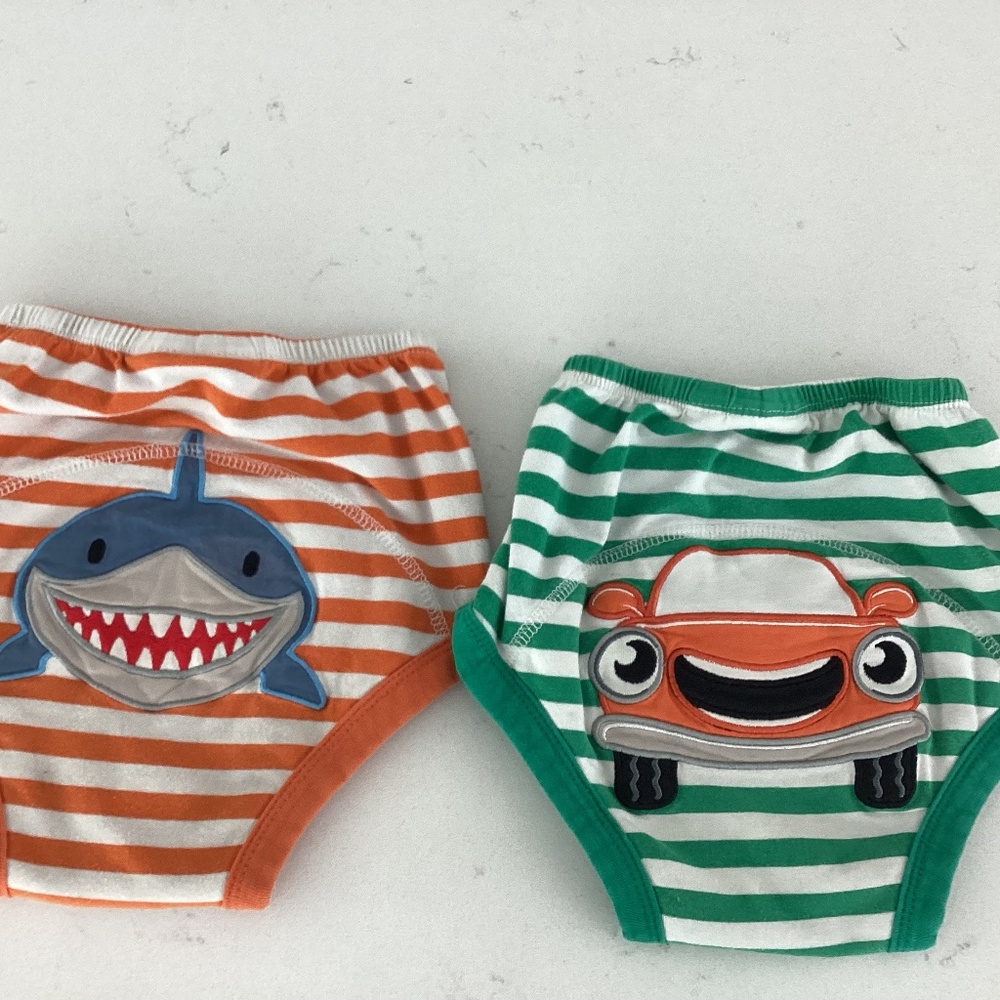 Set of 2 Mom & BAB potty training pants with shark and car pictures